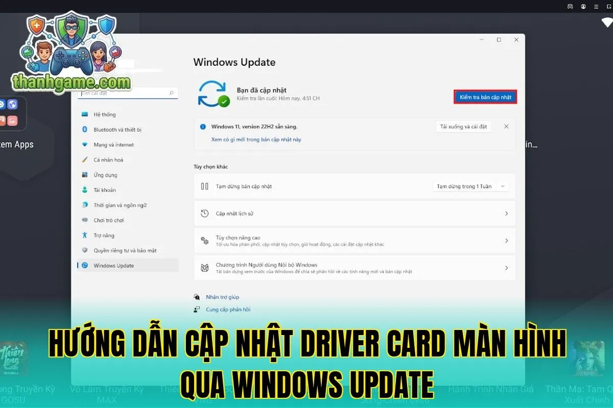 Hướng dẫn cập nhật Driver Card màn hình qua Windows Update