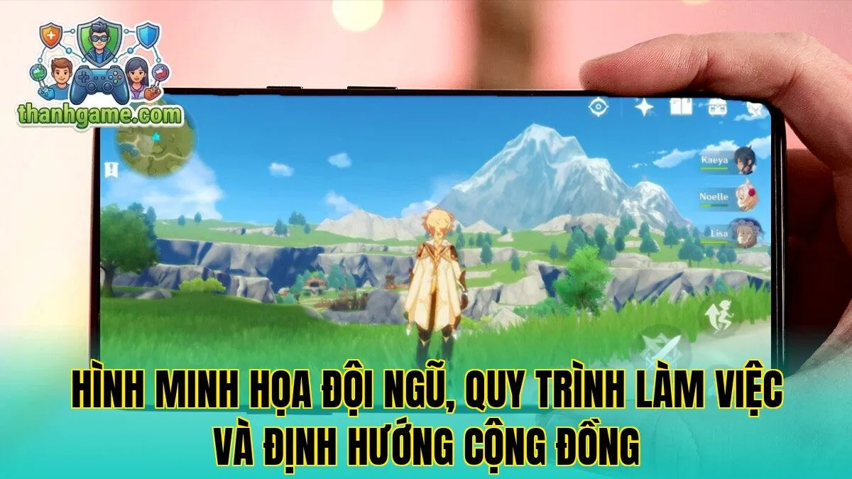 Hình minh họa đội ngũ, quy trình làm việc và định hướng cộng đồng