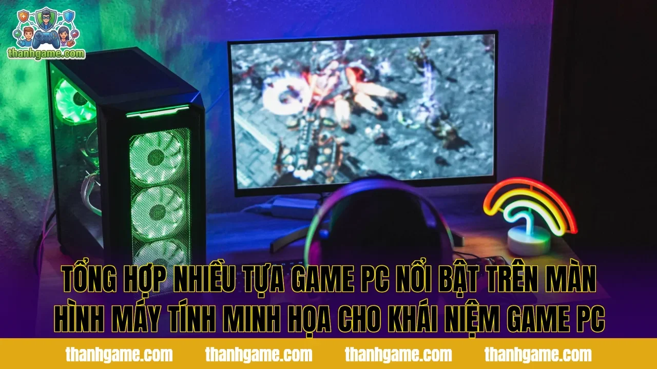 Tổng hợp nhiều tựa game PC nổi bật trên màn hình máy tính minh họa cho khái niệm game PC